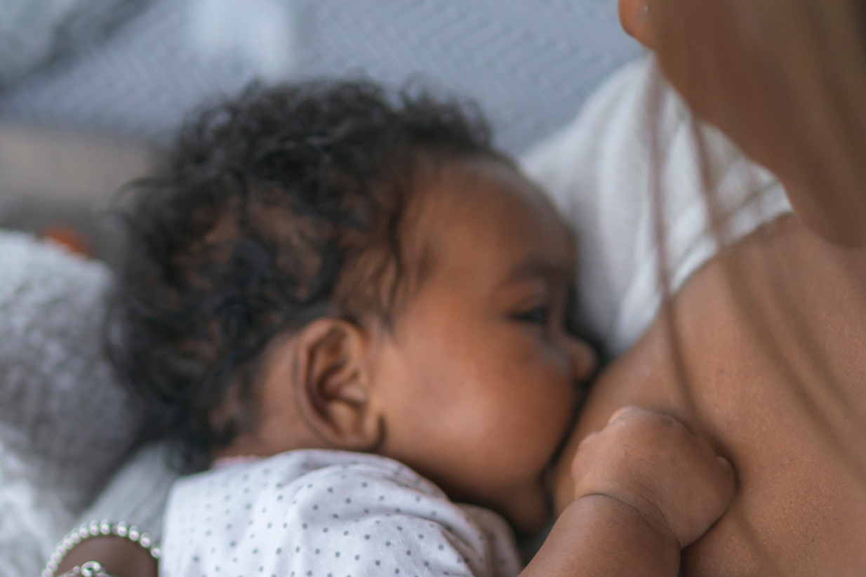 A baby breastfeeding