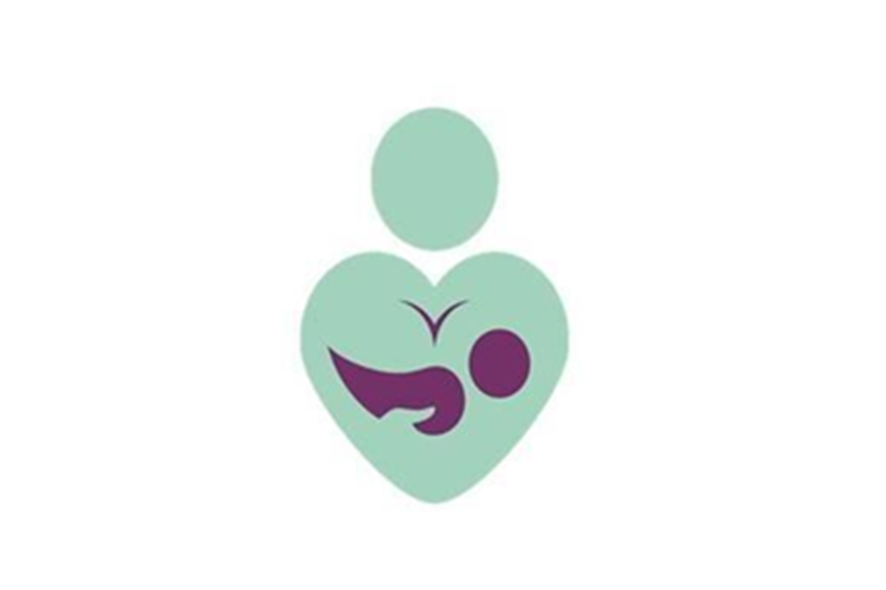 Graphic of a body holding a breastfeeding baby. It is in the shape of a heart.